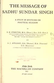 Cover of The message of Sadhu Sundar Singh by Burnett Hillman Streeter