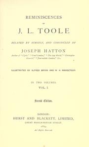 Front cover of Reminiscences of J.L. Toole by John Lawrence Toole