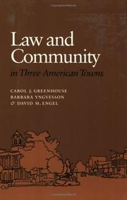 Front cover of Law and community in three American towns by Carol J. Greenhouse