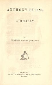 Cover of Anthony Burns by Charles Emery Stevens