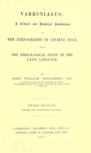 Cover of Varronianus by Donaldson, John William