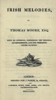 Front cover of Irish melodies by Thomas Moore