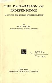 Front cover of The Declaration of Independence by Carl Lotus Becker
