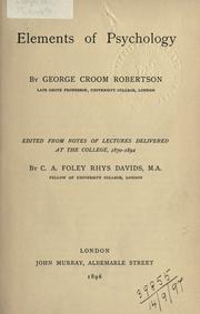 Cover of Elements of psychology by George Croom Robertson