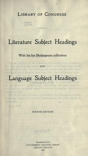 Cover of Literature subject headings by Library of Congress. Catalog Division.