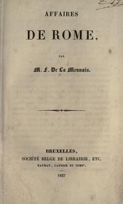 Front cover of Affaires de Rome by Félicité Robert de Lamennais