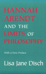 Front cover of Hannah Arendt and the limits of philosophy by Lisa Jane Disch