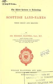 Cover of Scottish land-names by Sir Herbert Maxwell