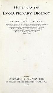 Front cover of Outlines of evolutionary biology by Arthur Dendy