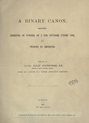Front cover of A binary canon, showing residues of powers of 2 for divisor under 1000, and indices to residues by Allan Joseph Champneys Cunningham