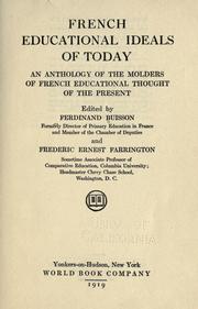 Front cover of French educational ideals of today by F. E. Buisson