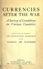 Front cover of Currencies after the war by League of Nations. Secretariat.