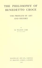 Front cover of The philosophy of Benedetto Croce by Herbert Wildon Carr