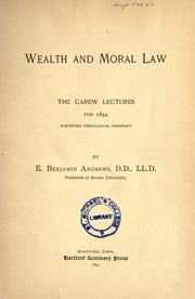 Front cover of Wealth and moral law by Elisha Benjamin Andrews