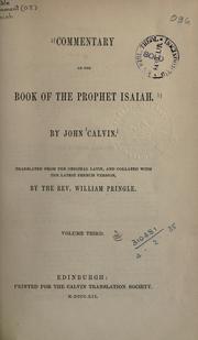 Front cover of Commentary on the book of the Prophet Isaiah by Jean Calvin