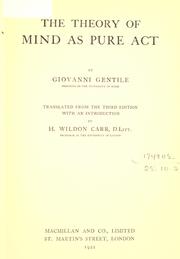 Cover of The theory of mind as pure act by Giovanni Gentile