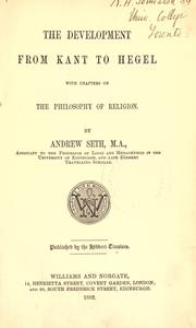 Cover of The development from Kant to Hegel by Andrew Seth Pringle-Pattison