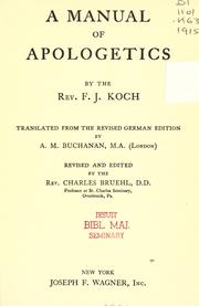 Front cover of A manual of apologetics by Koch, Franz Xavier Jos., 1858-