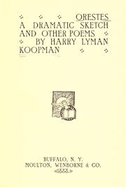 Cover of Orestes by Harry Lyman Koopman