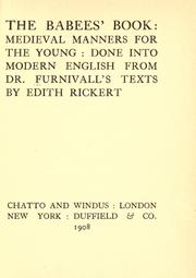 Front cover of The babees book by Frederick James Furnivall