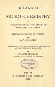 Front cover of Botanical micro-chemistry by Viggo Albert Poulsen