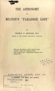 Front cover of The astronomy of Milton's Paradise lost by Thomas Nathaniel Orchard