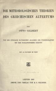 Cover of Die meteorologischen Theorien des griechischen Altertums by Otto Gilbert