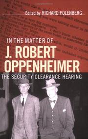 Cover of In the Matter of J. Robert Oppenheimer by Richard Polenberg