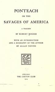 Front cover of Ponteach, or, The savages of America by Robert Rogers