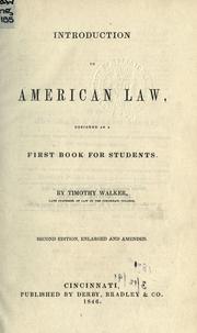 Cover of Introduction to American law by Timothy Walker