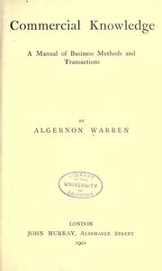 Cover of Commercial knowledge by Algernon Warren