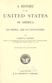 Front cover of A history of the United States of America by Charles Morris