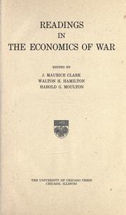 Cover of Readings in the economics of war by John Maurice Clark