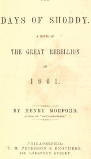 Front cover of The days of shoddy by Henry Morford