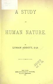 Cover of A study in human nature by Lyman Abbott