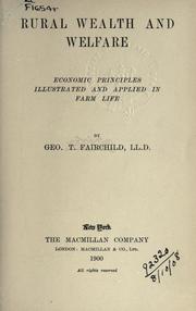 Front cover of Rural wealth and welfare by George Thompson Fairchild