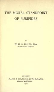 Cover of The moral standpoint of Euripides by W. H. S. Jones