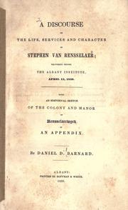 Cover of A discourse on the life, services and character of Stephen Van Rensselaer by Daniel D. Barnard