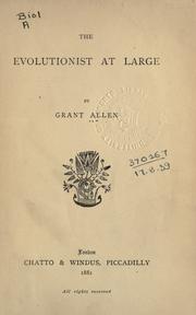 Cover of The evolutionist at large by Grant Allen
