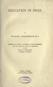 Cover of Education in India by Chamberlain, W. I.