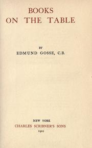 Front cover of Books on the table by Edmund Gosse