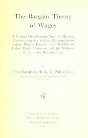 Front cover of The bargain theory of wages by John Davidson
