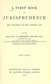 Front cover of A first book of jurisprudence for students of the common law by Sir Frederick Pollock