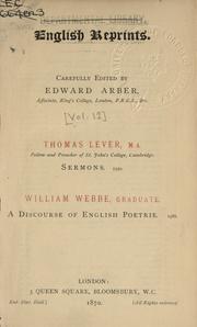 Cover of Sermons, 1550 by Thomas Lever