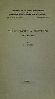 Cover of The Chumash and Costanoan languages by A. L. Kroeber