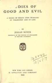 Cover of Studies of good and evil by Josiah Royce