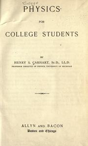 Front cover of Physics for college students by Henry S. Carhart