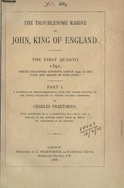 Front cover of The Troublesome Raigne of John, King of England. 1/2 by Christopher Marlowe