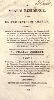 Front cover of A year's residence in the United States of America by William Cobbett
