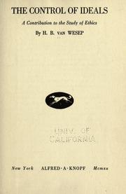 Front cover of The control of ideals by Hendrikus Boeve Van Wesep
